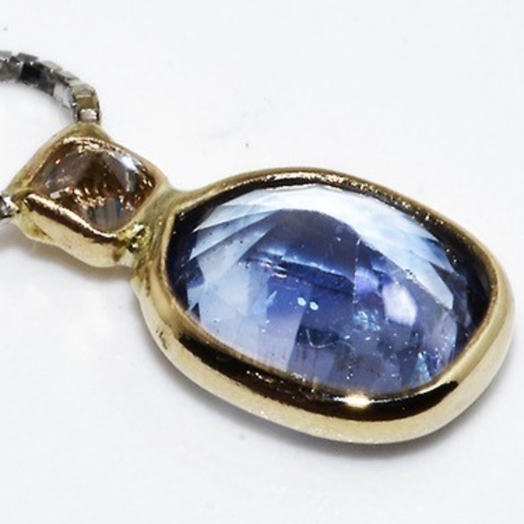 $1,900 10K/14K Gold .89CT Natural Ceylon Sapphire & Diamond 2-Stone Necklace - Picture 7 of 8